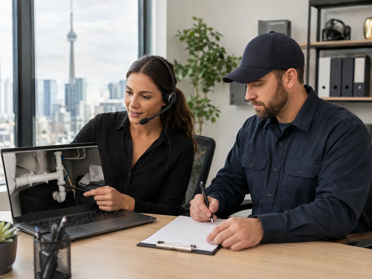 Toronto plumber preparing a documented service request